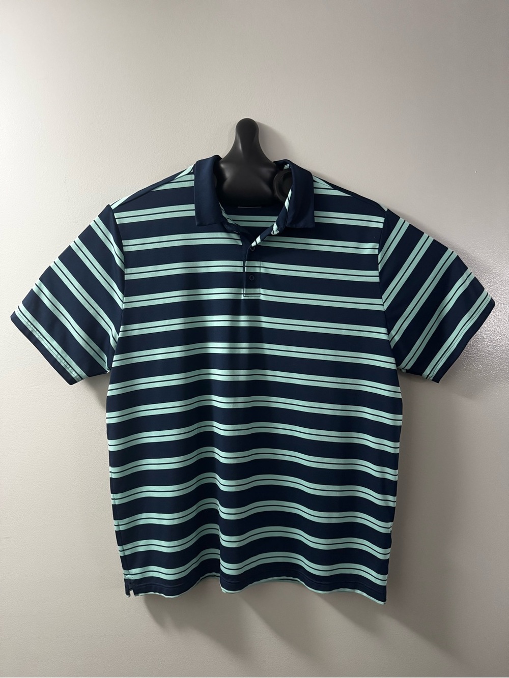 Under Armour Navy and Mint Striped Golf Polo